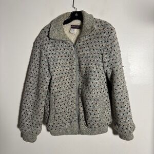 Traditionalist Knit Zip Up Fleece Lined Jacket Sweater Mens M Wool Acrylic Blend